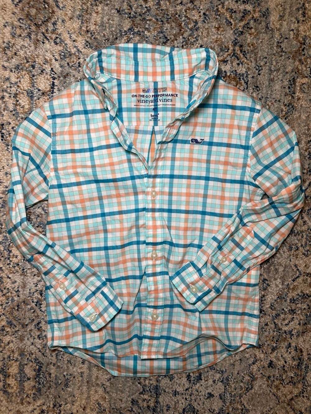 Vineyard Vines On-The-Go Performance Plaid Shirt Size 4T